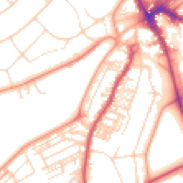 Daytime road noise heatmap for HG2 0JW