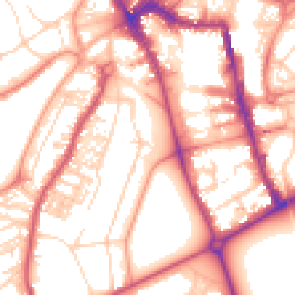Daytime road noise heatmap for HG2 0LL