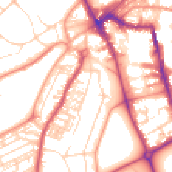 Daytime road noise heatmap for HG2 0LW