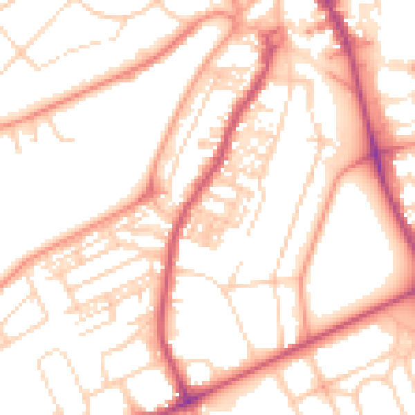 Daytime road noise heatmap for HG2 0LZ