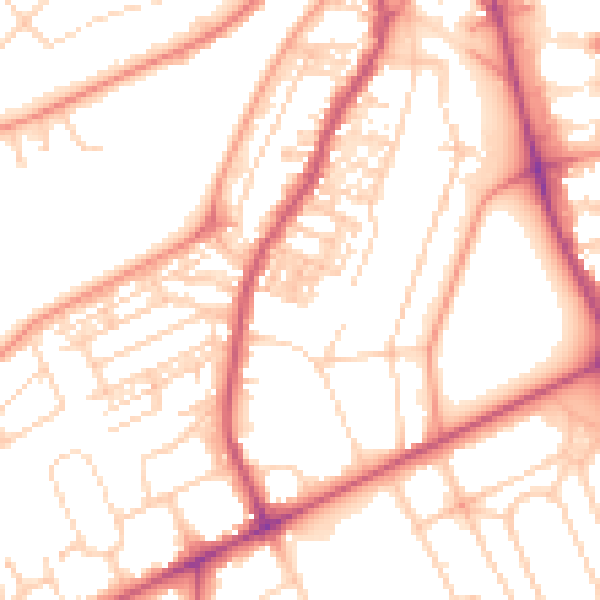 Daytime road noise heatmap for HG2 0NB