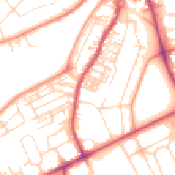 Daytime road noise heatmap for HG2 0ND