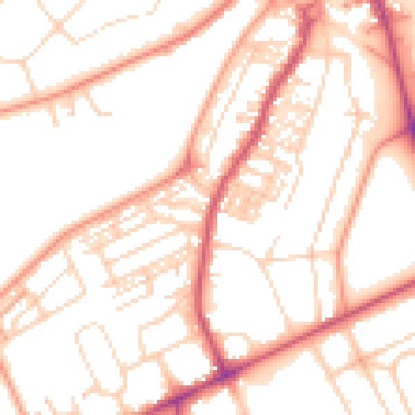 Daytime road noise heatmap for HG2 0NX