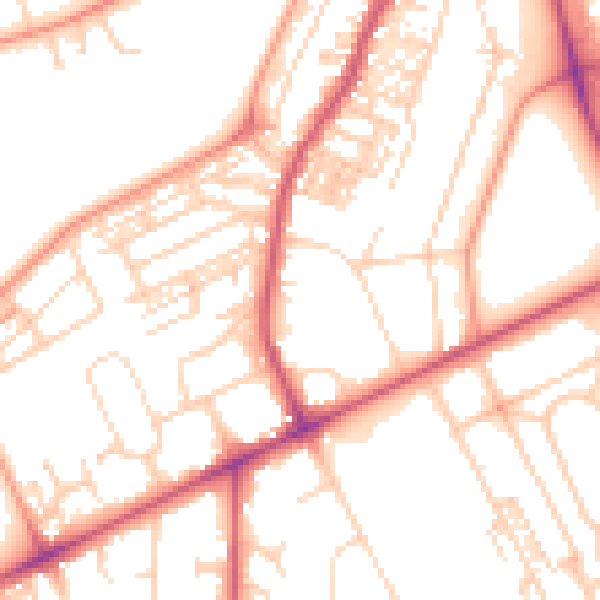 Daytime road noise heatmap for HG2 0PA