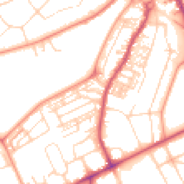 Daytime road noise heatmap for HG2 0PQ