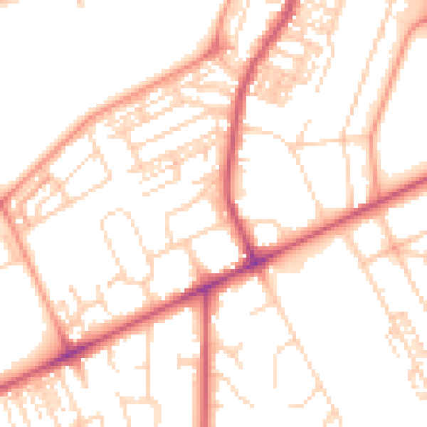 Daytime road noise heatmap for HG2 0QJ