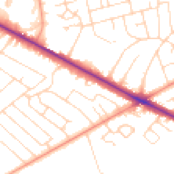 Daytime road noise heatmap for HG2 7AS