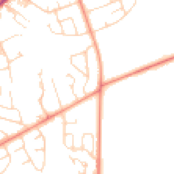 Daytime road noise heatmap for HG2 7DF