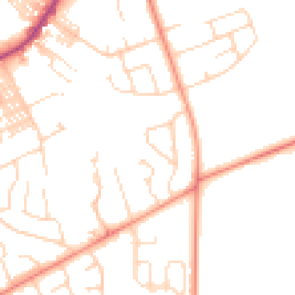 Daytime road noise heatmap for HG2 7DG