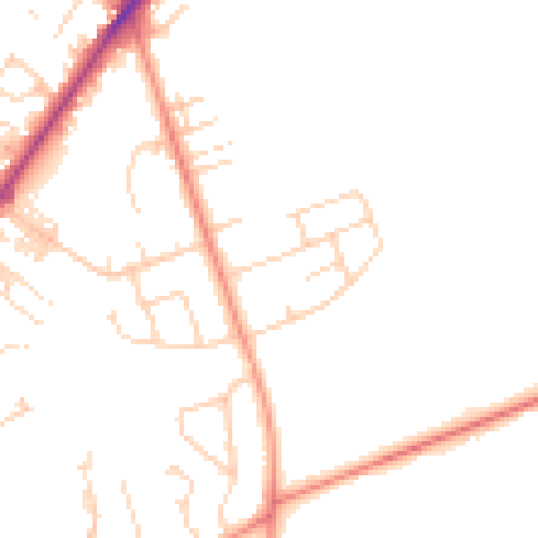 Daytime road noise heatmap for HG2 7ES