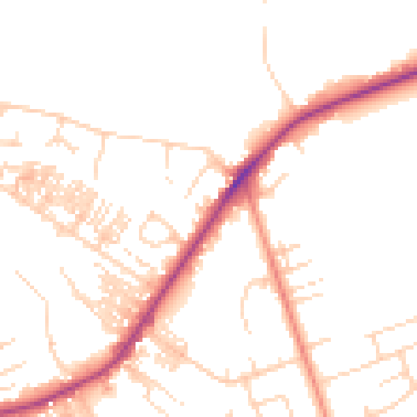 Daytime road noise heatmap for HG2 7LL