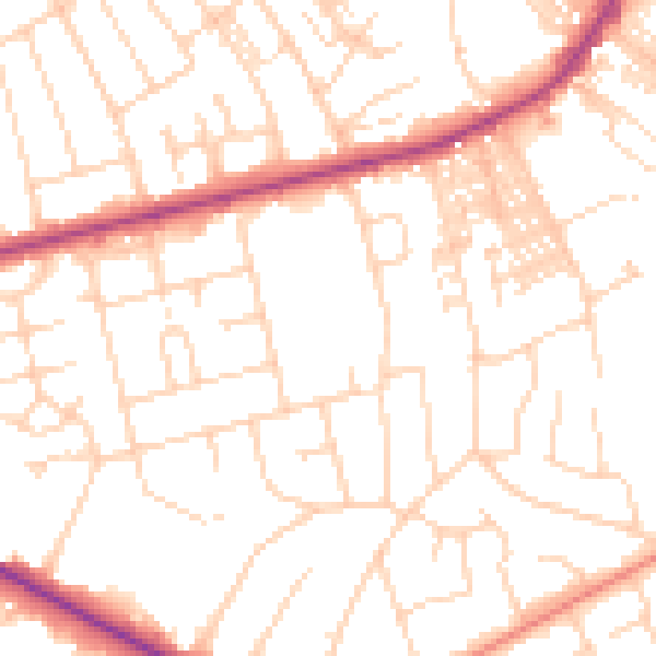Daytime road noise heatmap for HG2 7NJ