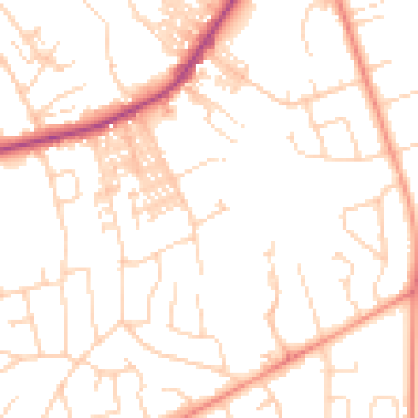 Daytime road noise heatmap for HG2 7PA