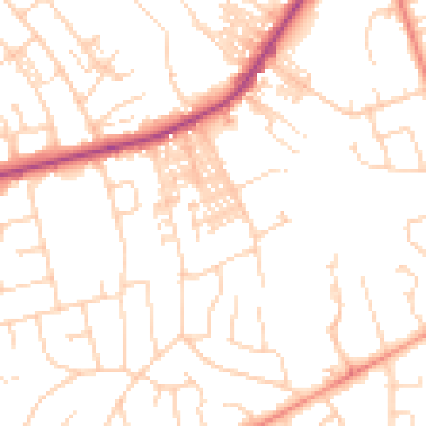 Daytime road noise heatmap for HG2 7PD