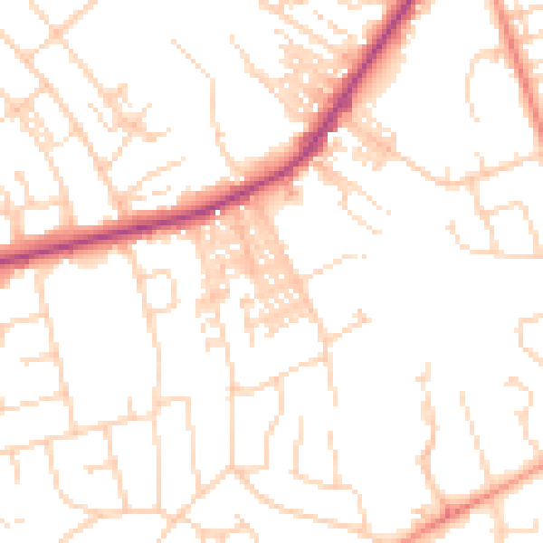 Daytime road noise heatmap for HG2 7PF