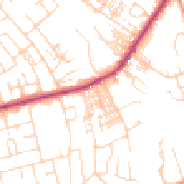 Daytime road noise heatmap for HG2 7PG