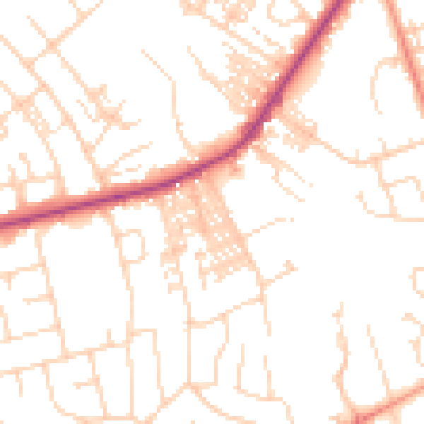 Daytime road noise heatmap for HG2 7PJ