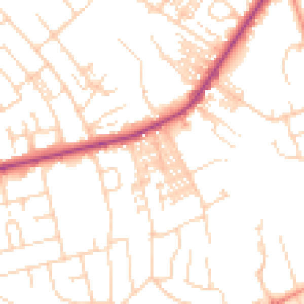 Daytime road noise heatmap for HG2 7PL