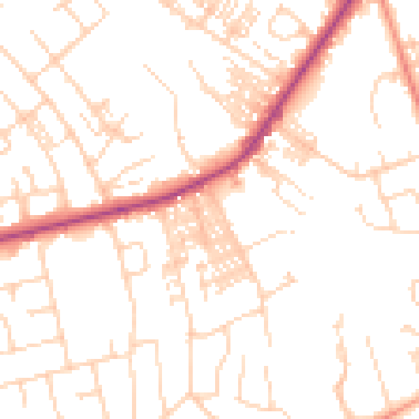 Daytime road noise heatmap for HG2 7PN