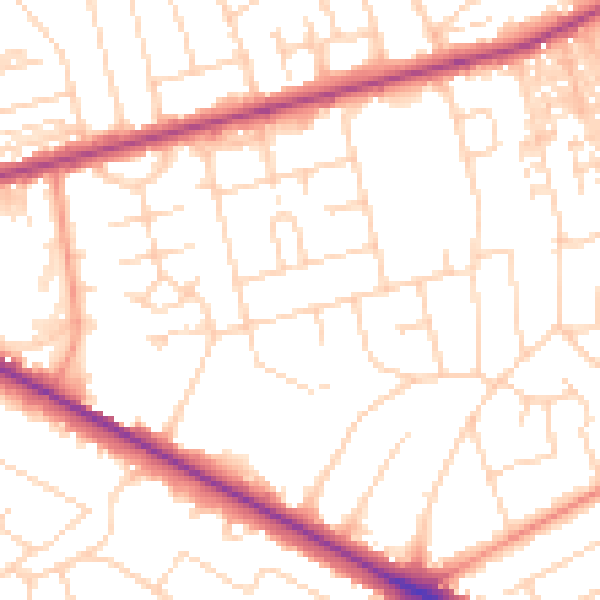Daytime road noise heatmap for HG2 7QA