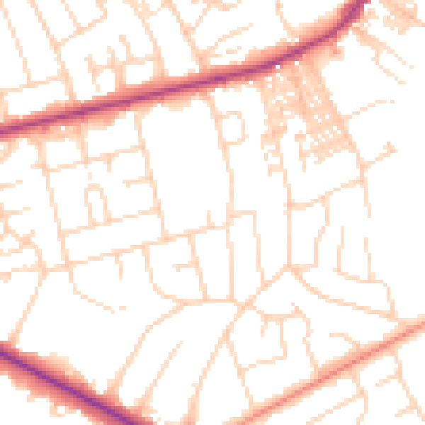 Daytime road noise heatmap for HG2 7QE