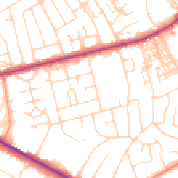Daytime road noise heatmap for HG2 7RA