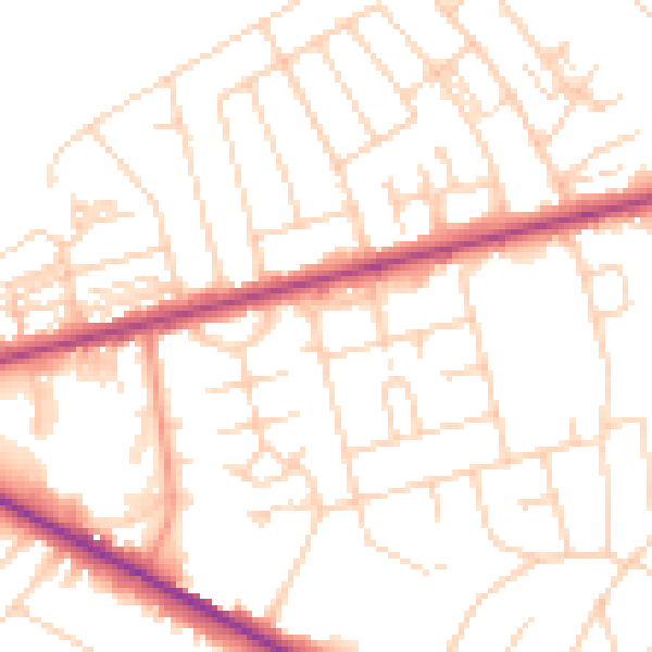Daytime road noise heatmap for HG2 7RQ