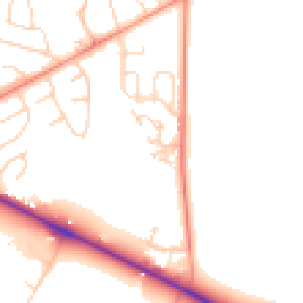Daytime road noise heatmap for HG2 7TJ