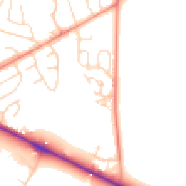 Daytime road noise heatmap for HG2 7TL