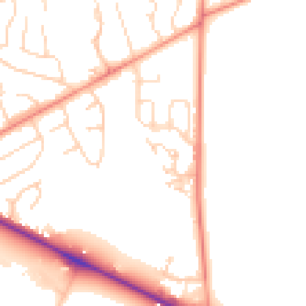 Daytime road noise heatmap for HG2 7TN