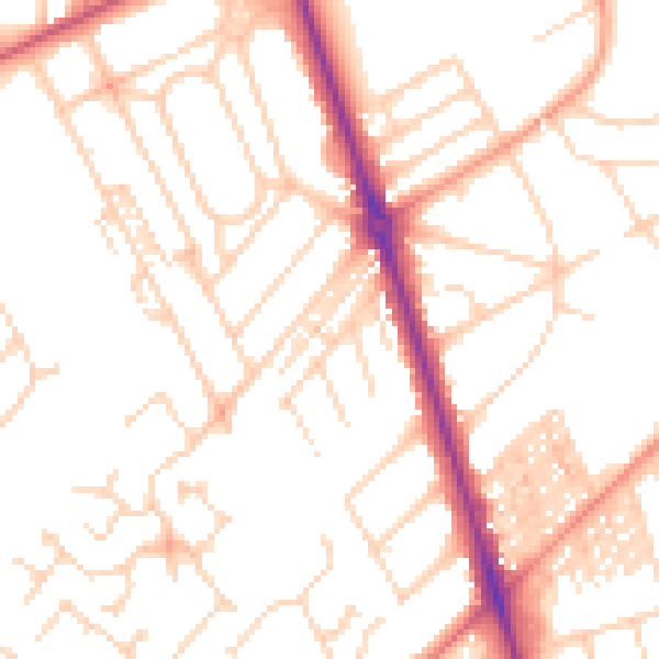 Daytime road noise heatmap for HG2 8AE