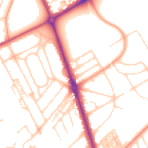 Daytime road noise heatmap for HG2 8AW