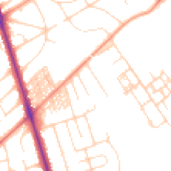 Daytime road noise heatmap for HG2 8BP