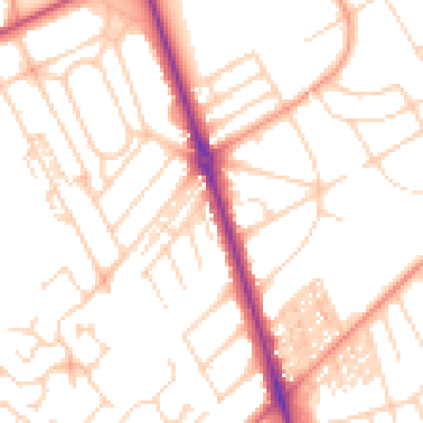 Daytime road noise heatmap for HG2 8BQ