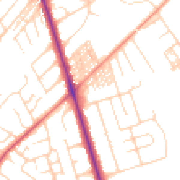 Daytime road noise heatmap for HG2 8BZ