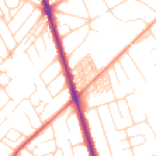 Daytime road noise heatmap for HG2 8DG