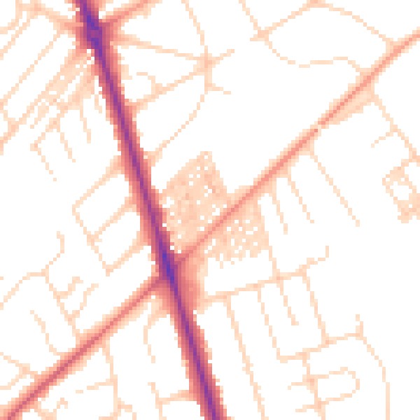 Daytime road noise heatmap for HG2 8DL