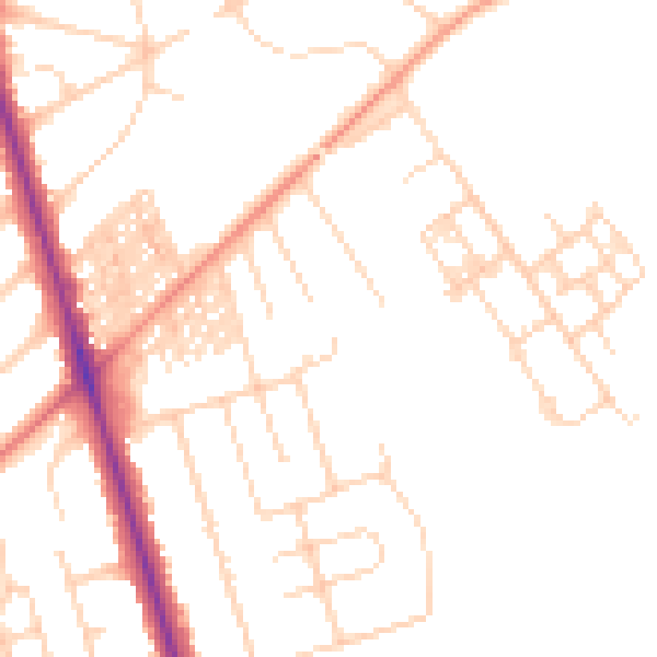 Daytime road noise heatmap for HG2 8DN