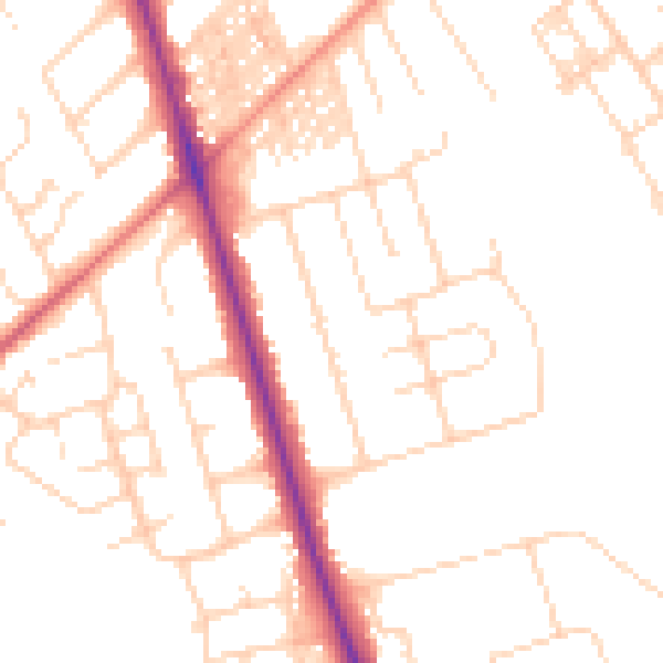 Daytime road noise heatmap for HG2 8DZ