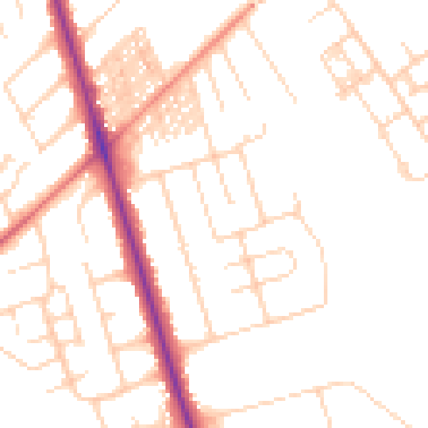 Daytime road noise heatmap for HG2 8EB