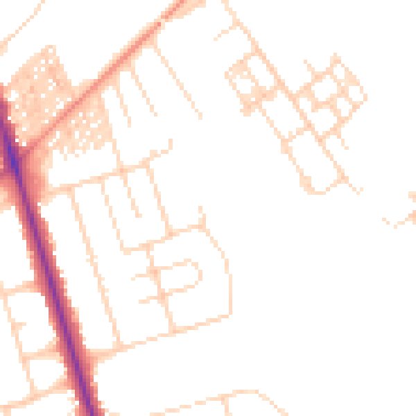 Daytime road noise heatmap for HG2 8EF