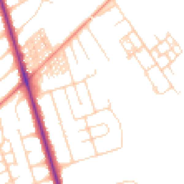 Daytime road noise heatmap for HG2 8EN