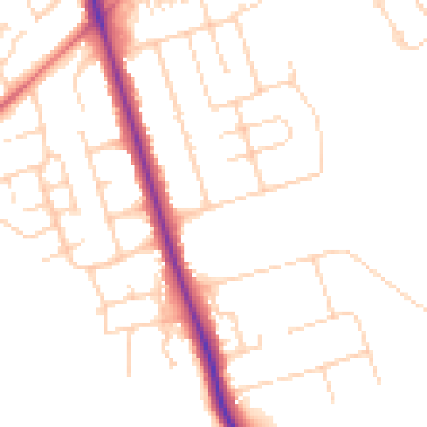 Daytime road noise heatmap for HG2 8HD