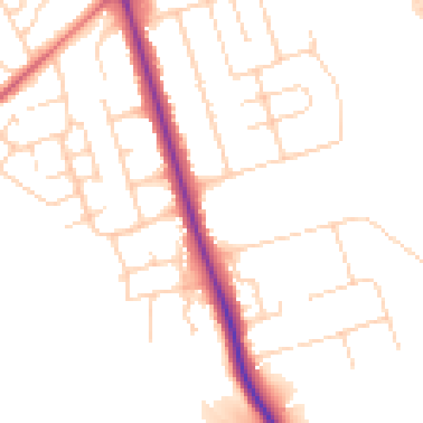 Daytime road noise heatmap for HG2 8HF