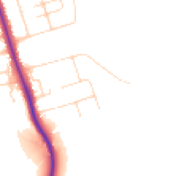Daytime road noise heatmap for HG2 8HW