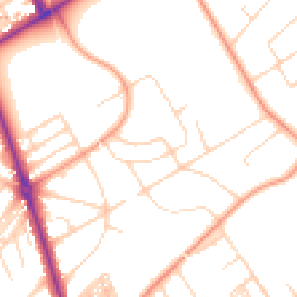 Daytime road noise heatmap for HG2 8HZ