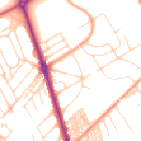 Daytime road noise heatmap for HG2 8JQ