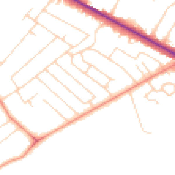Daytime road noise heatmap for HG2 8NQ