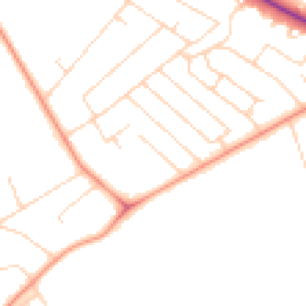 Daytime road noise heatmap for HG2 8PS