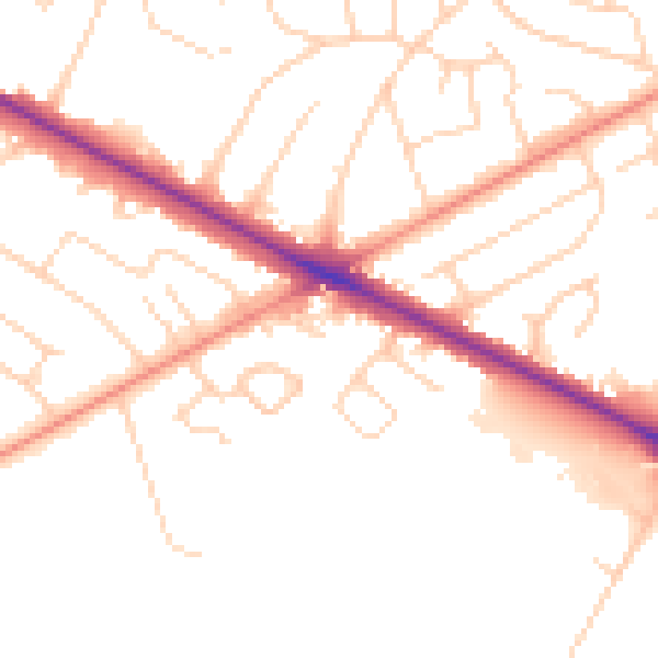Daytime road noise heatmap for HG2 8TR